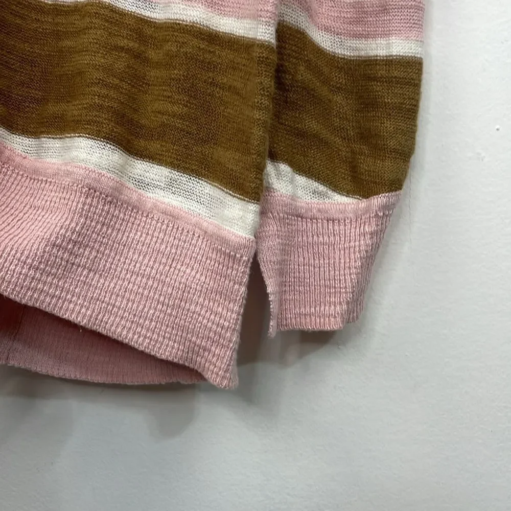 Moth Anthropologie Pink Striped Sweater pullover Lightweight size Medium